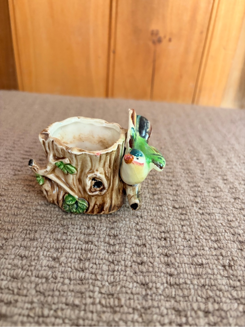 Green Ceramic Bird Planter